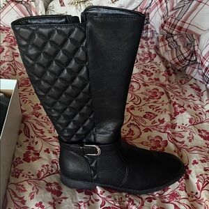 Black Quilted Kids Boots